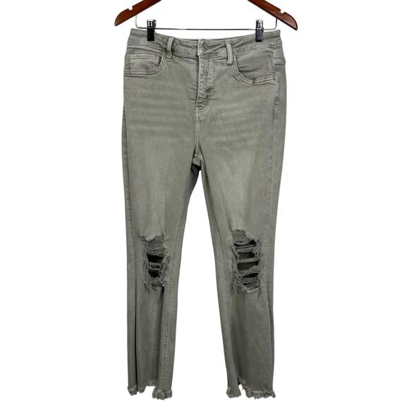 LOVERVET Tummy Control Distressed High Rise Crop Flare Jeans Size 30 - Picture 1 of 6